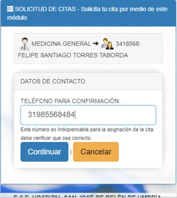 Citas Hospital Belén de Umbría android App screenshot 1